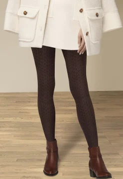 Collant Maille Ondulée 200D Allure d'Hiver - Chocolat
