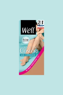 Lot de 2 paires de Mi-bas Transparent Sans Compression 18D Well Infini Confort - Sable
