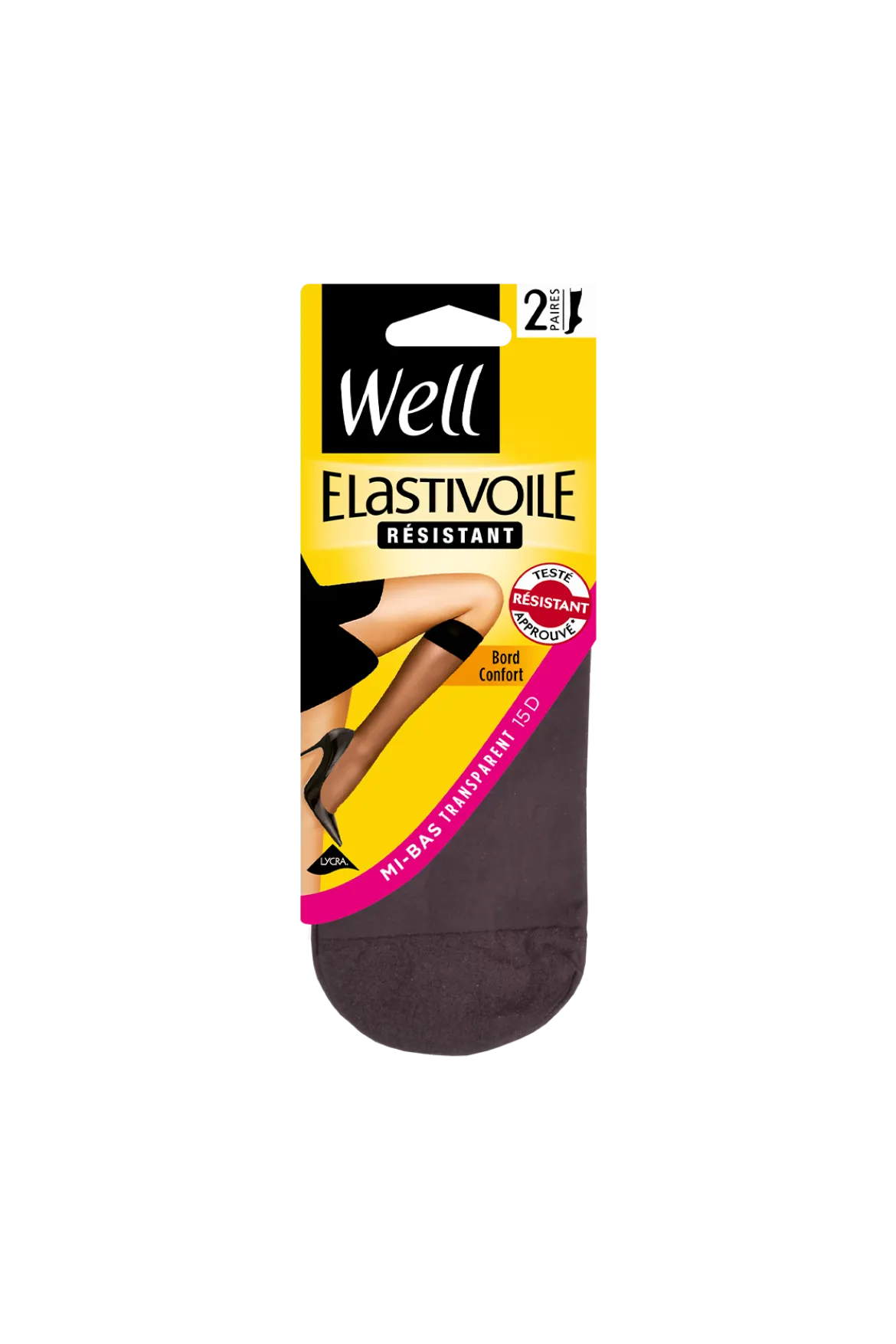 Lot de 2 paires de Mi-bas Transparents 15D Elastivoile Résistant - Loup