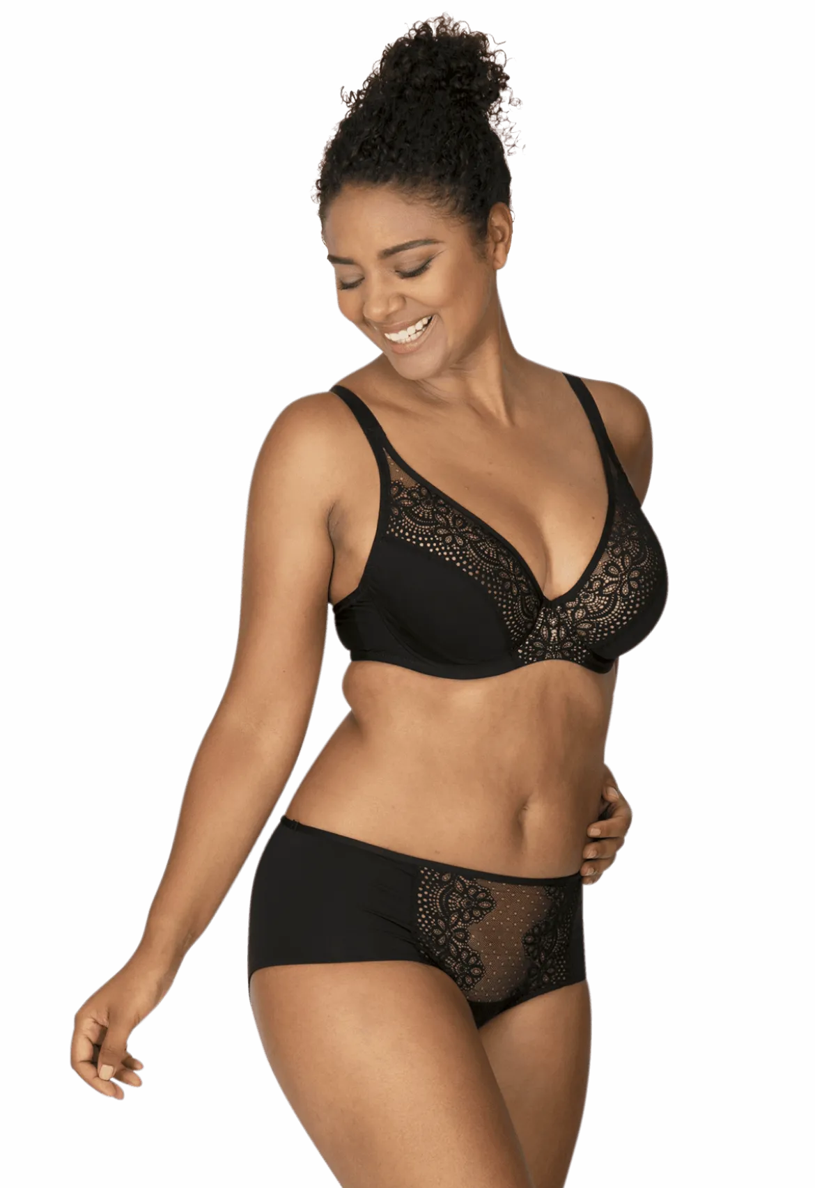 Shorty en dentelle et microfibre L'irrésistible - Noir