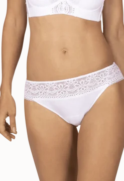 Slip brésilien dentelle et microfibre L'irrésistible - Blanc