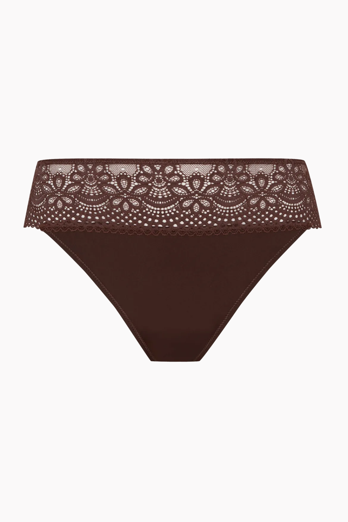 Slip brésilien dentelle et microfibre L'irrésistible - Châtaigne