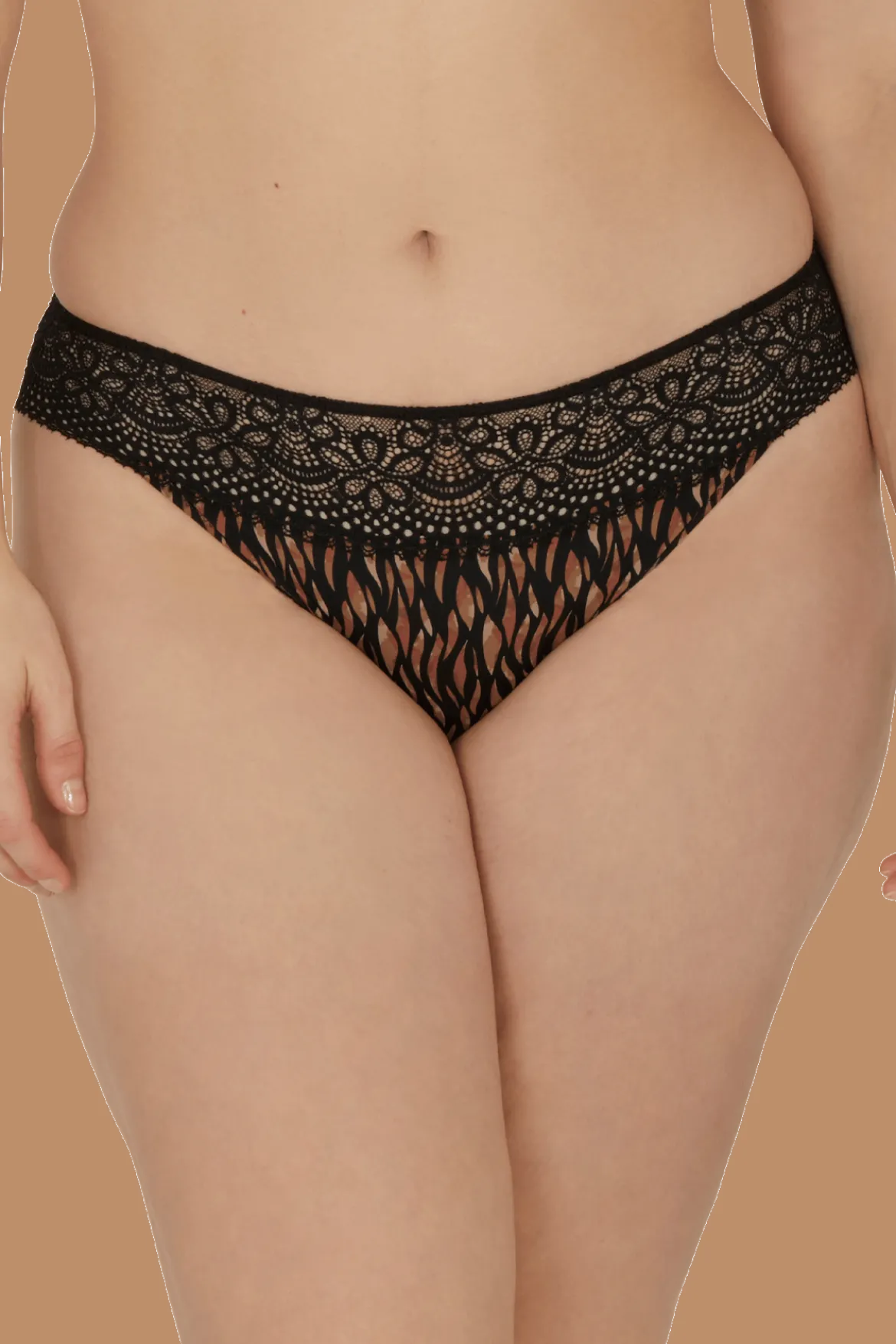 Slip brésilien dentelle et microfibre L'irrésistible - Fauve