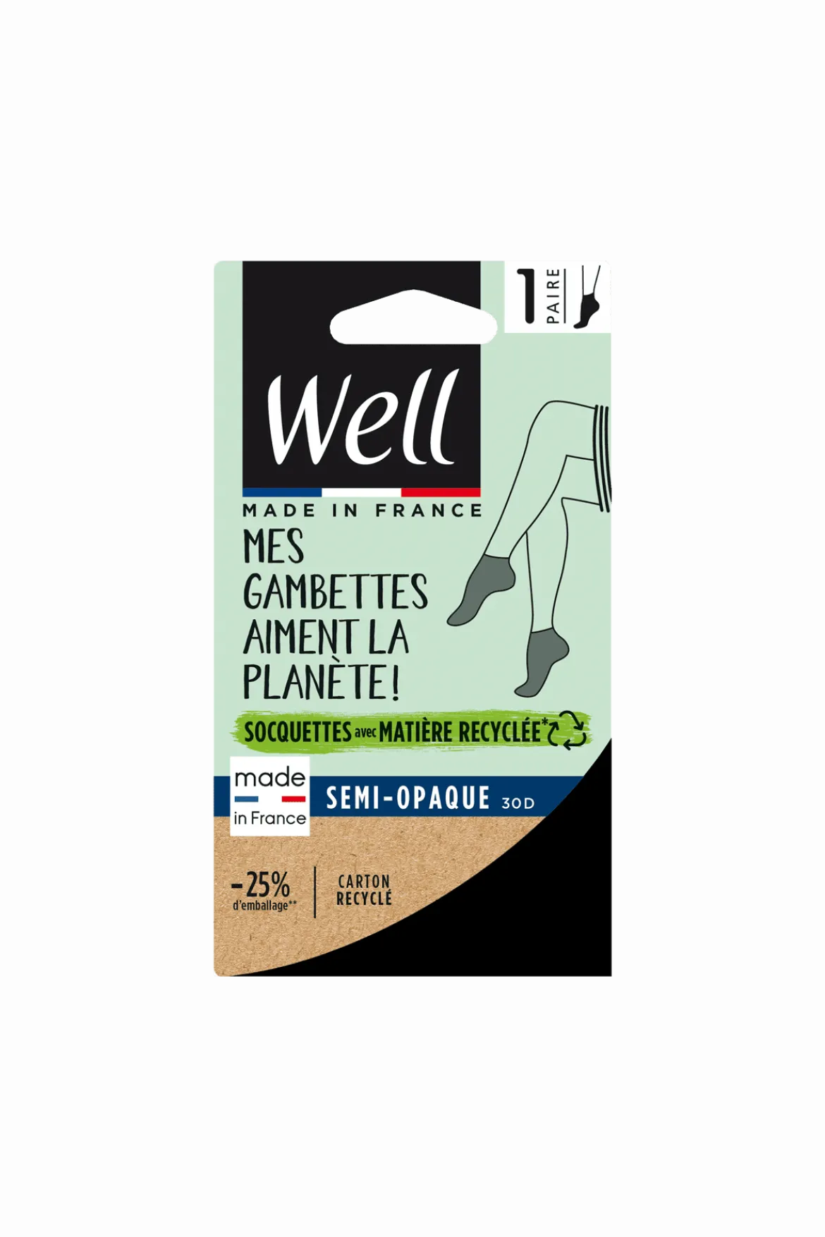 Socquettes Semi-Opaques 30D Éco-Responsable - Noir