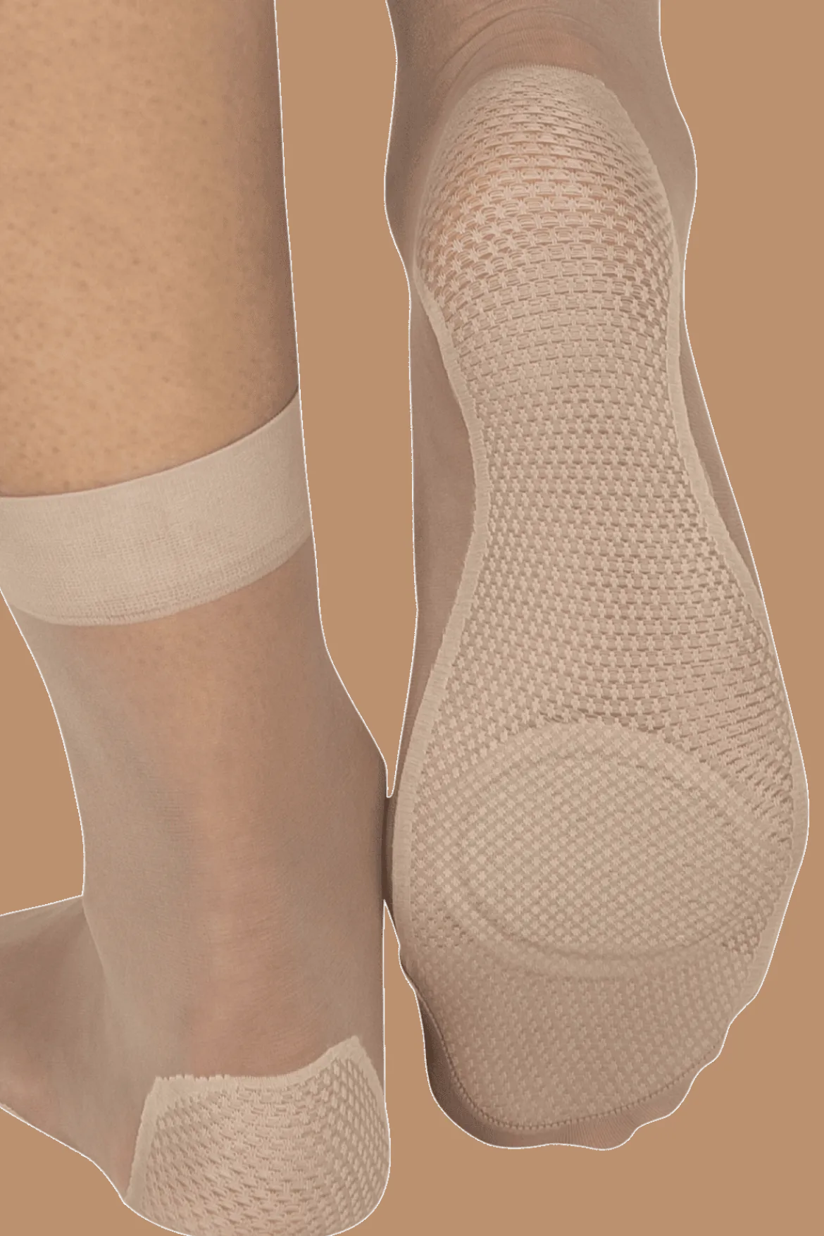 Socquettes Transparentes Bien-Etre des Pieds 19D Well Infini Confort - Beige medium