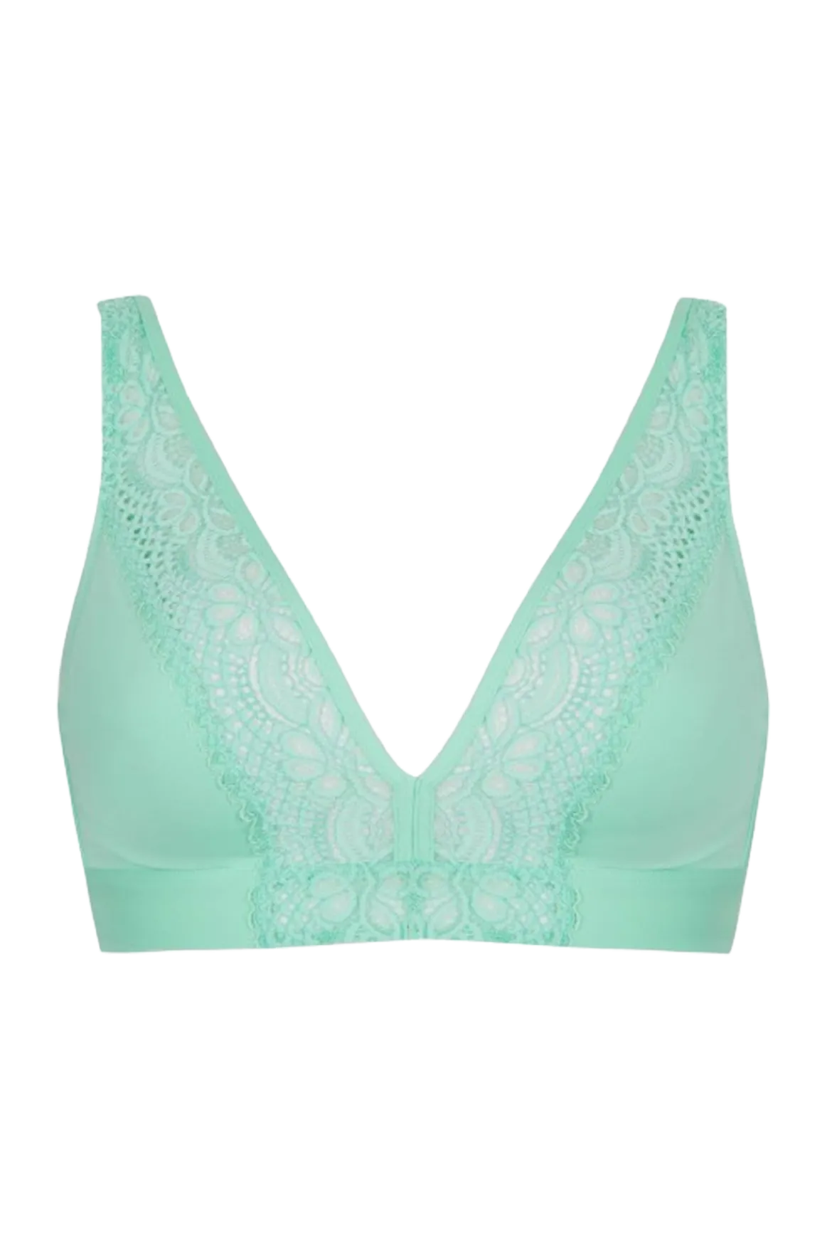 Soutien-gorge foulard sans armatures en dentelle et en microfibre L'irrésistible - Vert amande