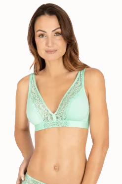 Soutien-gorge foulard sans armatures en dentelle et en microfibre L'irrésistible - Vert amande