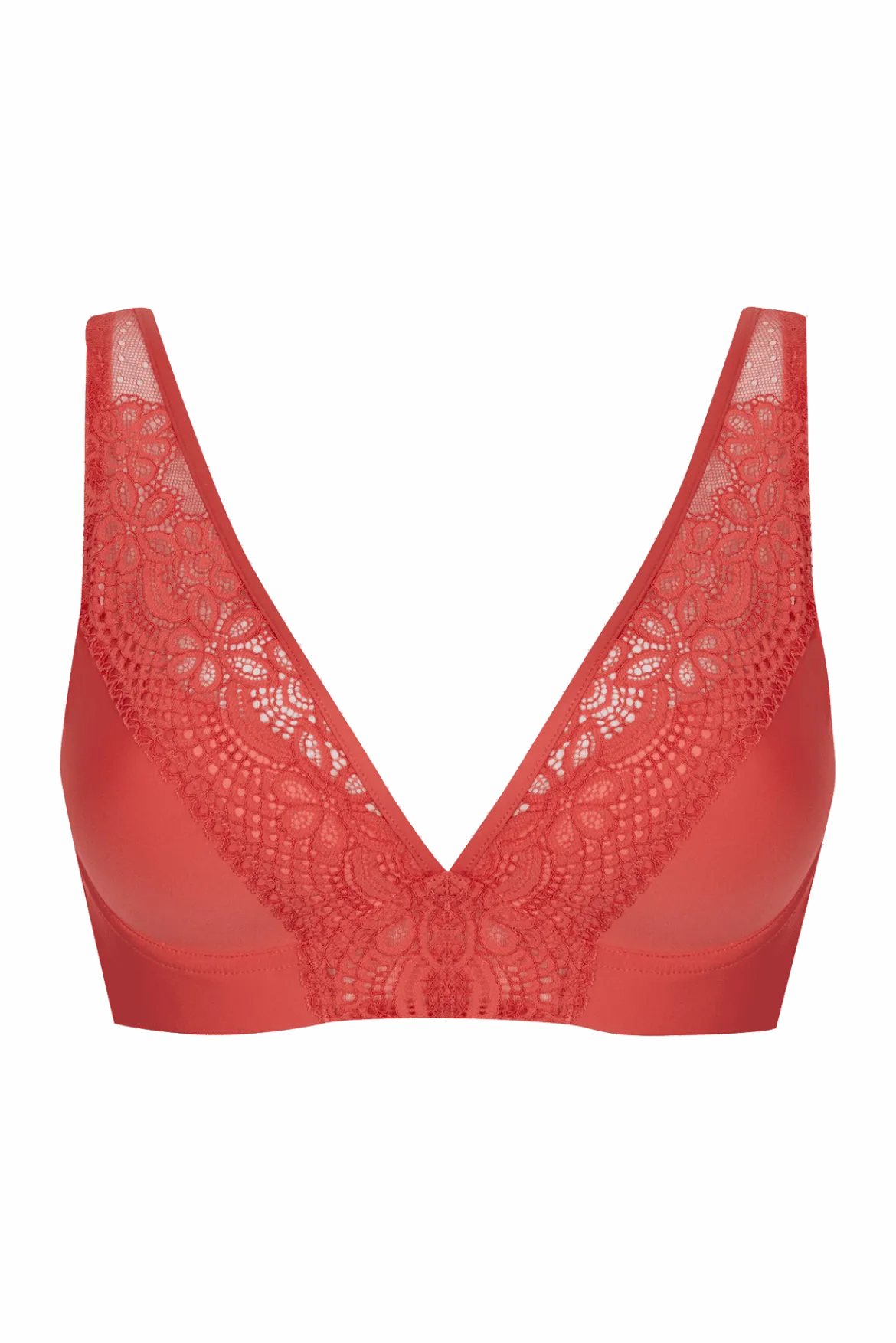 Soutien-gorge foulard sans armatures en dentelle et en microfibre L'irrésistible - Corail