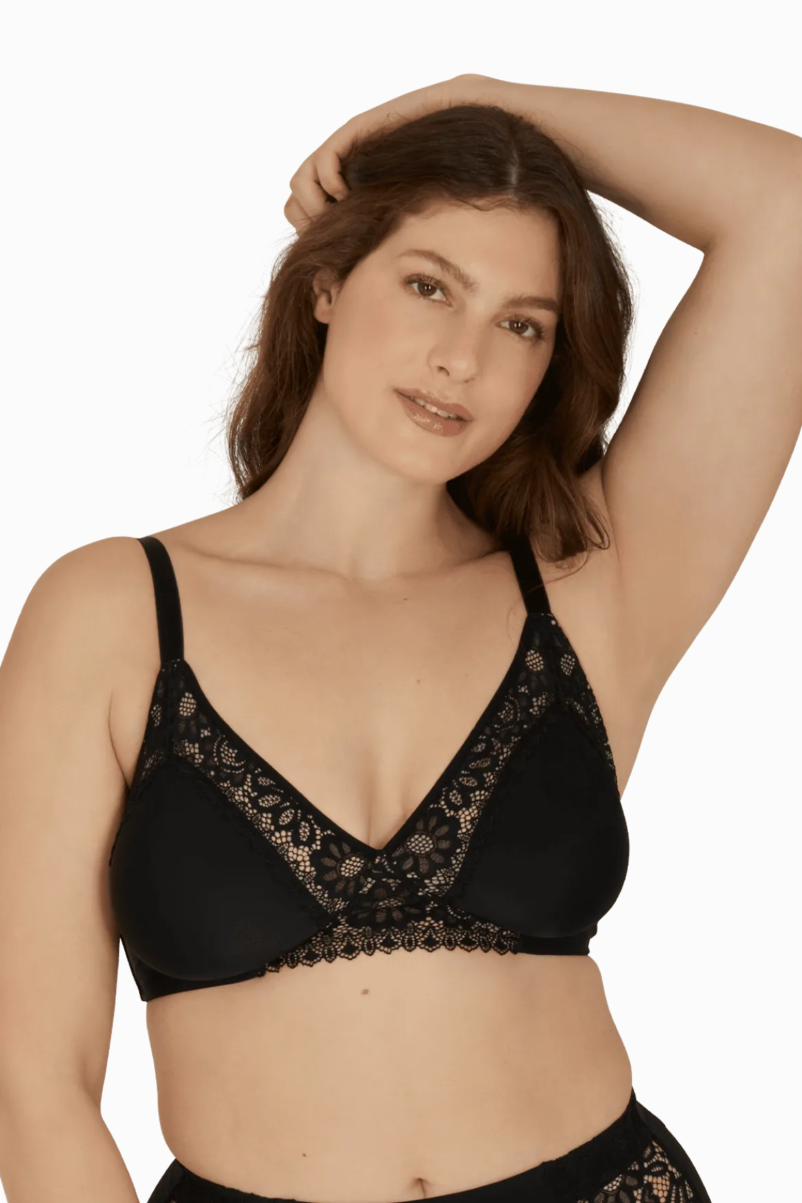 Soutien-gorge sans armatures basque dentelle Well Allure L'Elégante - Noir