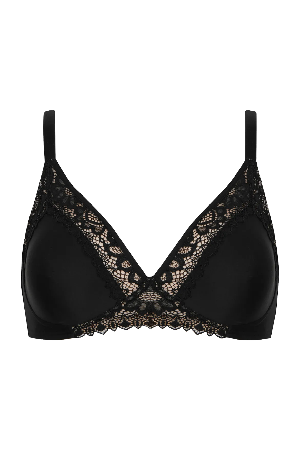 Soutien-gorge sans armatures basque dentelle Well Allure L'Elégante - Noir
