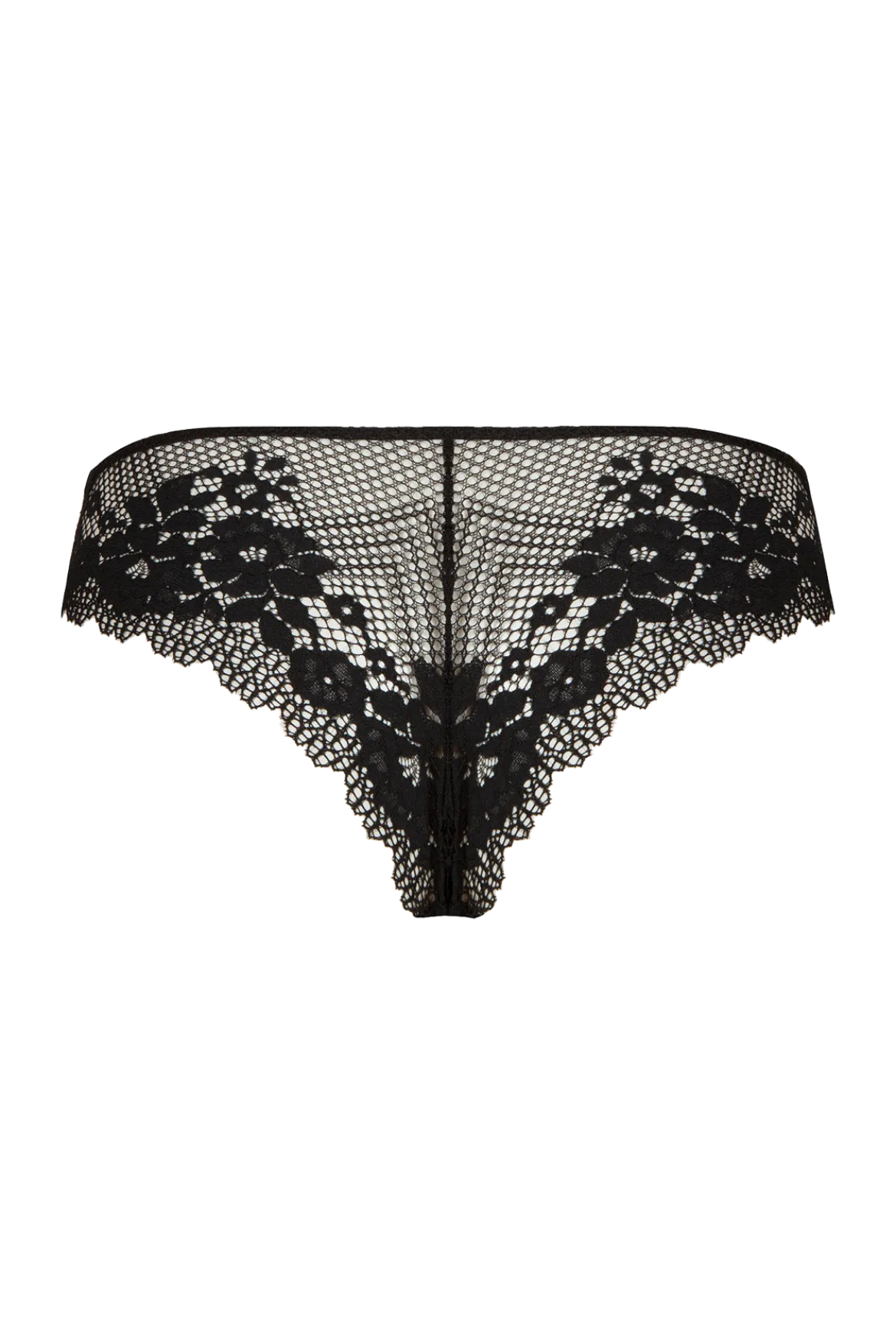 Tanga Résille Florale - Noir
